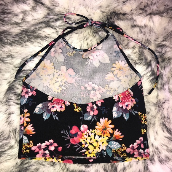 Floral Halter Crop Top - Picture 2 of 2